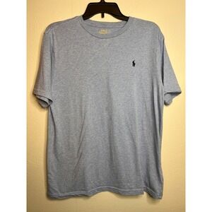 Polo Ralph Lauren Heather Blue Cotton Crew Neck T-Shirt Logo XL Short Sleeve